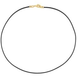 DragonWeave Gold Plated 1.8mm Fine Black Leather Cord Necklace