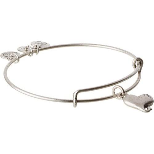 Alex and Ani Womens Cupids Heart Charm Bangle Rafaelian Silver Finish One Size