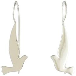 NOVICA .925 Sterling Silver Brushed Satin Finish Drop Hook Earrings Friendly Doves