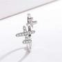 Eiffy Double Cubic Zircon Plane Aircraft Airplane Finger Ring Travel Trip Adjustable Open Finger Ring Jewelry