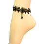 yueton Beautiful Retro Vintage Rhinestone Anklet Chain Foot Sandal Beach Wedding Yoga Dancing Jewelry Lace Ankle Bracelet (Black)