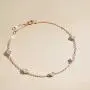 FANCIME 18K Solid Rose Gold Bezel Set Small Tiny Round Brilliant Natural Diamond 0.184 cttw Dainty Bracelet Minimalist Delicate Fine Jewelry for Women Girls, 6.3''+0.58''