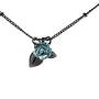 Thaya 925 Sterling Silver Blue Rose Flower Pendant Necklace Blue Crystal Choker Necklace Black Handmade Dainty Pendant Charm Necklace for Girl Jewelry for Summer 