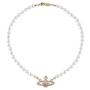 White Pearl Bead Necklaces Crystal Rhinestone Saturn Planet Necklace