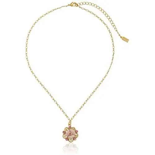 1928 Bridal Porcelain Rose Pink Crystal Necklace,16''+3 Inch Extender 1928 Bridal Porcelain Rose Pink Crystal Necklace,16''+3 Inch Extender