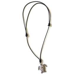 Moose546 Sea Turtle Lucky Pendant with Black Adjustable Cord Necklace for Boho Unisex Jewelry DCN-033
