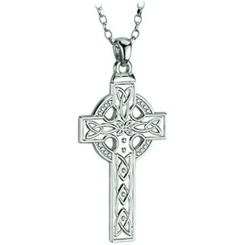 Biddy Murphy Mens Celtic Cross Necklace Sterling Silver Single Sided 24 Inches Chain Made in Ireland Biddy Murphy Mens Celtic Cross Necklace Sterling Silver Single Sided 24 Inches Chain Made in Ireland