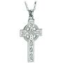 Biddy Murphy Mens Celtic Cross Necklace Sterling Silver Single Sided 24 Inches Chain Made in Ireland