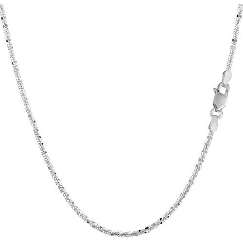 10K SOLID Yellow or White Gold 1.5mm Shiny Diamond-Cut Shiny Sparkle Chain Necklace Or Bracelet for Pendants and Charms with Lobster-Claw Clasp (10'' 16'' 18'' or 20'' inch)