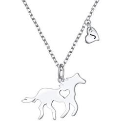 Horse Gifts for Girls Horse Necklace Sterling Silver Heart Initial Necklace Horse Pendant Necklace for Women Jewelry