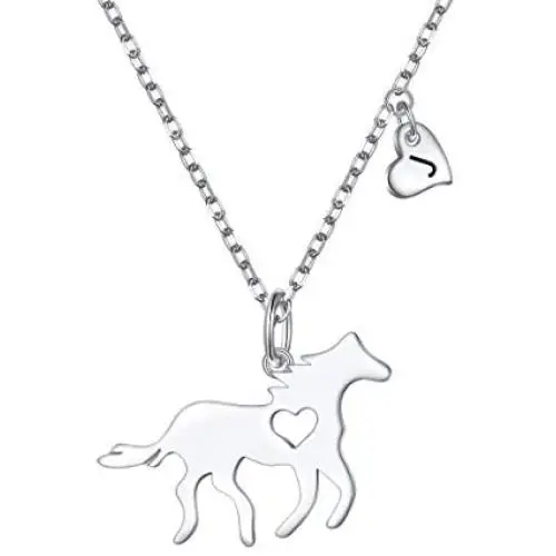 Horse Gifts for Girls Horse Necklace Sterling Silver Heart Initial Necklace Horse Pendant Necklace for Women Jewelry