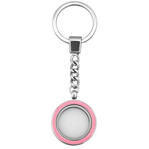 JewelryHouse Glass Living Memory Locket Keychain for Floating Charms Magnetic Key Ring