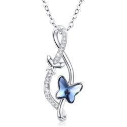 Butterfly Necklace, Infinity Necklace 925 Sterling Silver Butterfly Jewelry Infinity Jewelry for Women (Silver)
