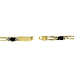 Ice Gems Yellow Gold Flashed Sterling Silver Genuine or Created Gemstone and Cubic Zirconia Oval & Bar Link Bracelet