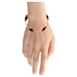 In Season Jewelry 18k Gold Plated Simulated Azabache Womens Simple Protection Bracelet 6.5''