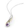 Gem Stone King 2 Tone 10K Yellow Gold and 925 Sterling Silver Purple Amethyst and Diamond Women Infinity Pendant Necklace (0.28 Ct Round Gemstone Birthstone with 18 Inch Chain)