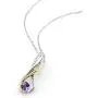 Gem Stone King 2 Tone 10K Yellow Gold and 925 Sterling Silver Purple Amethyst and Diamond Women Infinity Pendant Necklace (0.28 Ct Round Gemstone Birthstone with 18 Inch Chain)