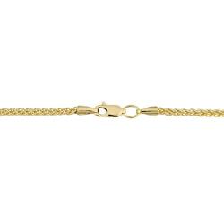 KoolJewelry 14k Yellow Gold Filled 2.5 mm Round Wheat Chain Necklace Unisex Jewelry for Men and Women