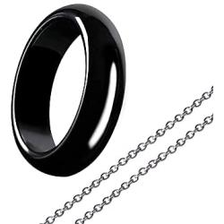 Hematite Ring for Women Men Unisex And 1Pcs Necklace, Natural Black Magnetic Hematite Stone Ring Anxiety Balance Root Chakra Kit ,absorbs Negative Energy Jewelry Gifts Size 6-11
