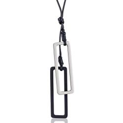 Coostuff Fashion Long Necklace with Pendant Jewelry Silver Black Necklaces for Women