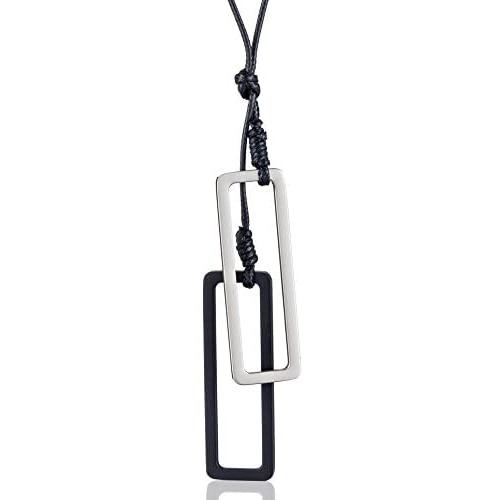 Coostuff Fashion Long Necklace with Pendant Jewelry Silver Black Necklaces for Women