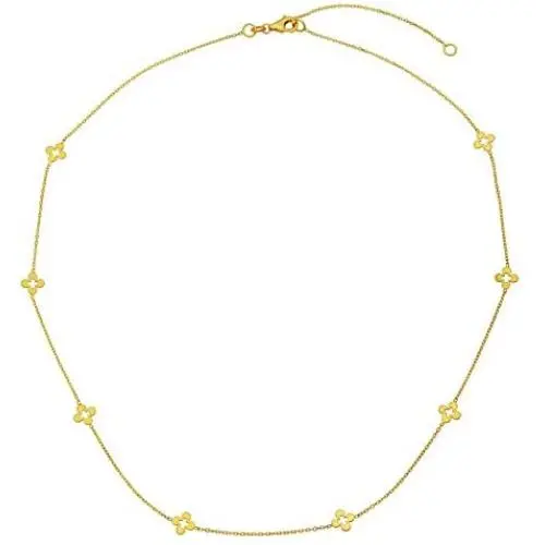 14k Italian Yellow Gold Open Four-Leaf Clover Flower Station Necklace, Adjustable 16''- 18” 14k Italian Yellow Gold Open Four-Leaf Clover Flower Station Necklace, Adjustable 16''- 18”