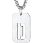 Richsteel Initial Letter Dog Tag Necklace for Men Women Stainless Steel/18K Gold/Black Plated Military Tag Pendant with Spiga Chain Monogram Jewelry(with Gift Box)