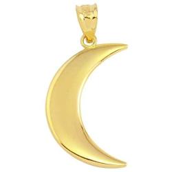 High Polish 14k Yellow Gold Crescent Moon Charm Pendant