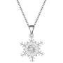 XIAOLI 2Pcs Crystal Zircon Snowflake Stainless Steel Pendant Necklace Set Women Girls Jewelry
