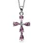 Silvershake 1.05ct. Natural Amethyst White Gold Plated 925 Sterling Silver Cross Pendant with 18 Inch Chain Necklace