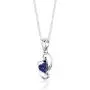 Created Sapphire Pendant Earrings Necklace Sterling Silver Heart Shape 2.00 Carats