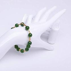 TKN Imports Green Gemstone Yellow-Gold-Plated Stretch Bracelet