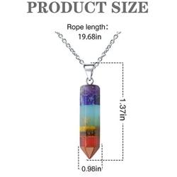 7 Chakra Natural Stones Pendants Necklace Healing Gemstone Crystal Energy Necklaces for Women Men Ladies Girls