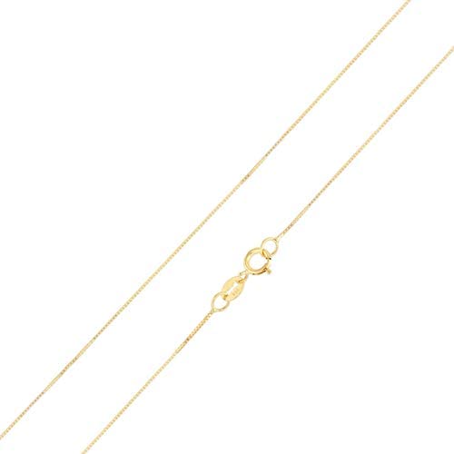 Ioka - 14K Yellow OR White Solid Gold 0.5mm Box Chain Necklace with Spring Ring Clasp