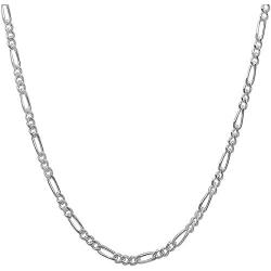 Authentic Solid Sterling Silver Figaro Link .925 Rhodium Necklace Chains 2MM - 8.5MM, 16'' - 30'', Silver Chain for Men & Women, Made In Italy, Next Level Jewelry