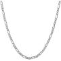Authentic Solid Sterling Silver Figaro Link .925 Rhodium Necklace Chains 2MM - 8.5MM, 16'' - 30'', Silver Chain for Men & Women, Made In Italy, Next Level Jewelry