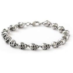 HAQUIL Stainless Steel Skull Charm Linked Bracelet for Men and Women, 8.27''