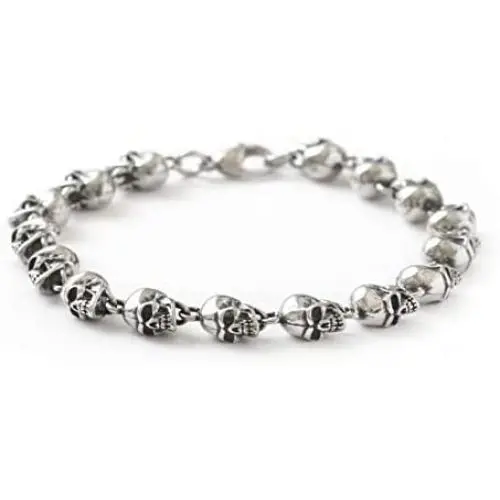 HAQUIL Stainless Steel Skull Charm Linked Bracelet for Men and Women, 8.27'' HAQUIL Stainless Steel Skull Charm Linked Bracelet for Men and Women, 8.27''