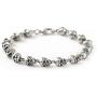 HAQUIL Stainless Steel Skull Charm Linked Bracelet for Men and Women, 8.27''
