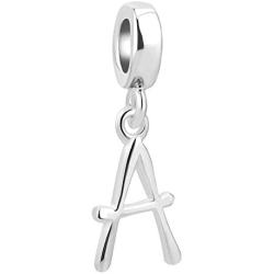 Lifequeen Letter A-Z Charms 925 Sterling Silver Dangle Charm Beads for Bracelets