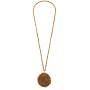 RIAH FASHION Bohemian Beaded Round Pendant Long Statement Necklace - Sparkly Crystal, Wood Braided Sun Disc Wired Circle Charm