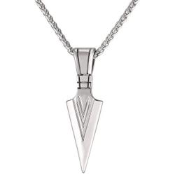 U7 Men Rock Hip Hop Jewelry Stainless Steel Cool Spear Point Arrowhead/Wolf Teeth Pendant Necklace, with Customize Engrave Service