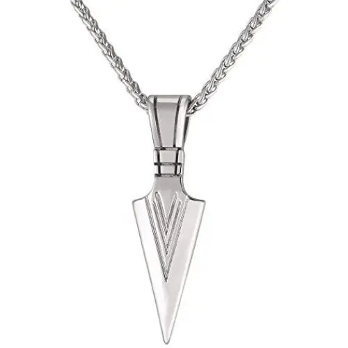 U7 Men Rock Hip Hop Jewelry Stainless Steel Cool Spear Point Arrowhead/Wolf Teeth Pendant Necklace, with Customize Engrave Service U7 Men Rock Hip Hop Jewelry Stainless Steel Cool Spear Point Arrowhead/Wolf Teeth Pendant Necklace, with Customize Engrave Service