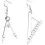 YINLIN Creative Asymmetrical Math Compass Ruler Dangle Earring For Students Jewelry