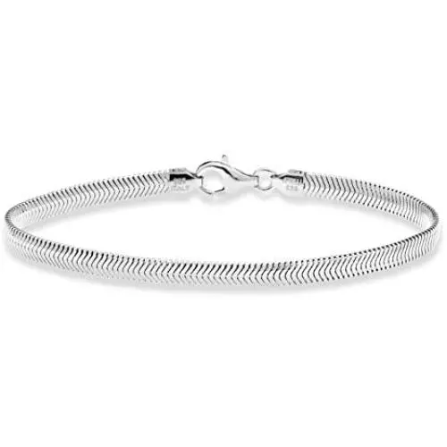 Miabella 925 Sterling Silver Italian Solid 4mm Diamond-Cut Flat Snake Dome Herringbone Chain Link Bracelet for Women Men 6.5, 7, 7.5, 8, 8.5 Inch Made in Italy Miabella 925 Sterling Silver Italian Solid 4mm Diamond-Cut Flat Snake Dome Herringbone Chain Link Bracelet for Women Men 6.5, 7, 7.5, 8, 8.5 Inch Made in Italy