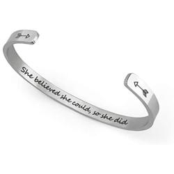 Inspirational Bracelets for Women Keep Going Mantra Cuff Bangles Bracelets Motivational Gifts for Sisters Daughters Friends