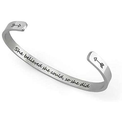 Inspirational Bracelets for Women Keep Going Mantra Cuff Bangles Bracelets Motivational Gifts for Sisters Daughters Friends