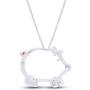 Round Cut White Natural Diamond Accent Two Tone Pig Pendant in 14K Gold Over Sterling Silver