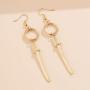 Aimimier Vintage Gothic Sword Drop Earrings Han Dynasty Dagger Dangle Earrings Huggie Jewelry for Women and Girls (Gold)