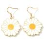 Enamel Daisy Dangle Earrings Lightweight Sunflower Tiny Small Daisy Drop Earrings for Women and Girls